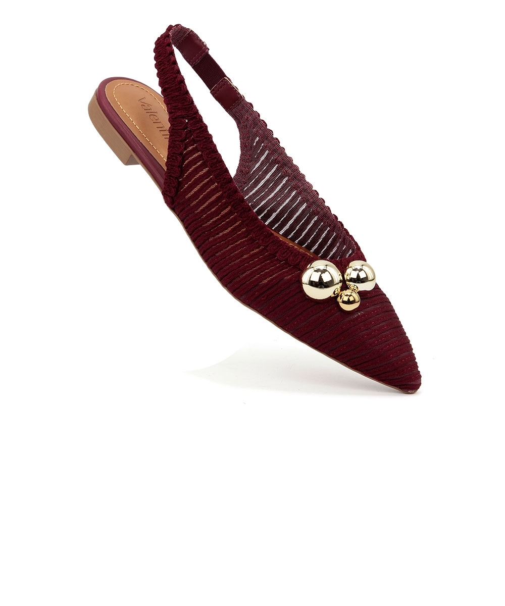 Sapatilha Slingback Valentina Bico Fino Tramada VINHO
