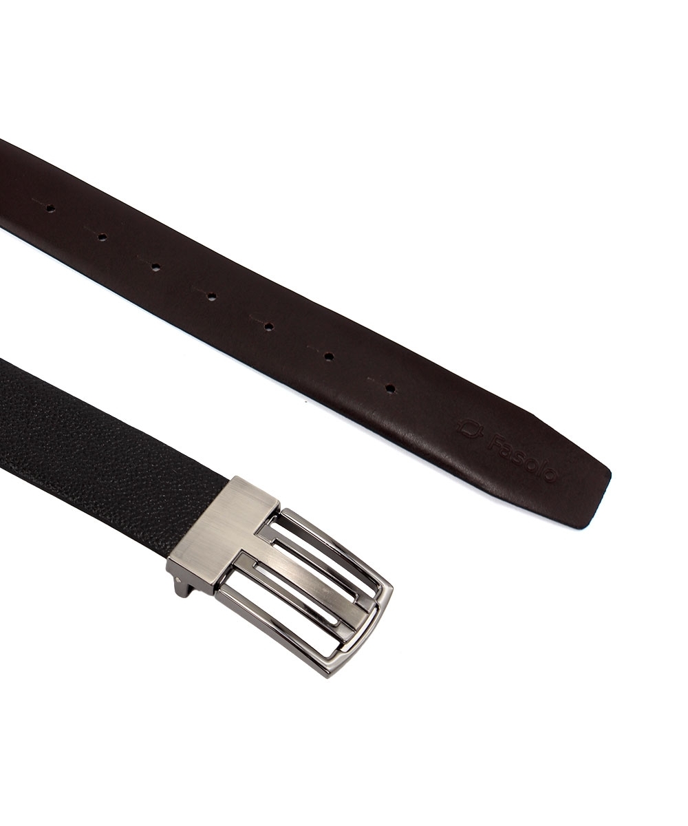 Cinto Masculino Fasolo Dupla Face Couro Preto/cafe