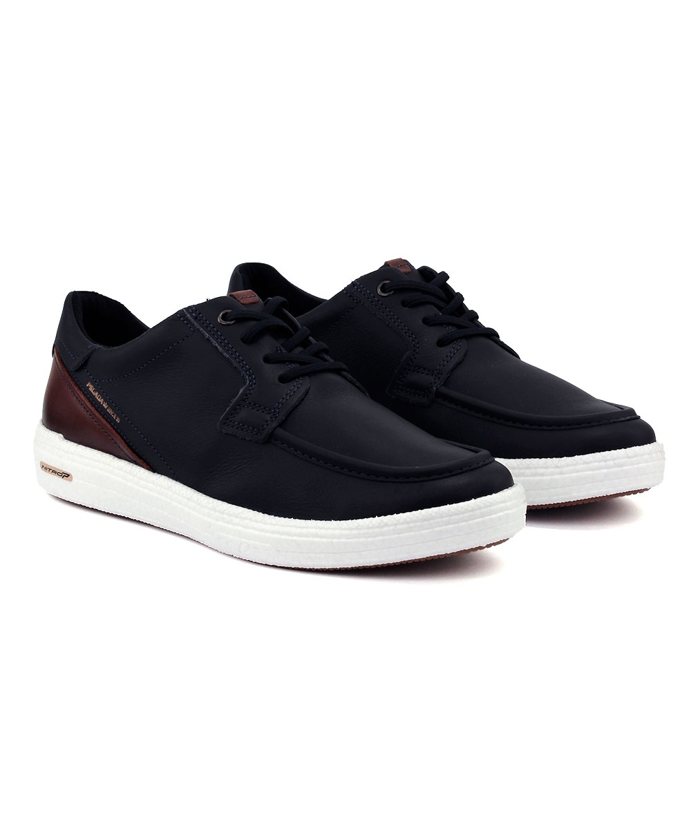 Tênis Casual Pegada Masculino Couro Marinho