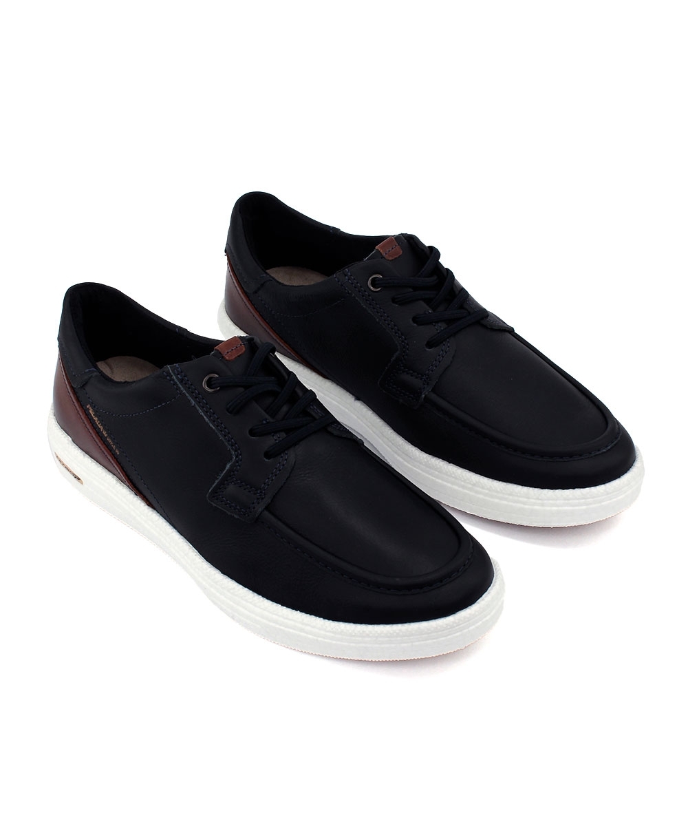 Tênis Casual Pegada Masculino Couro Marinho