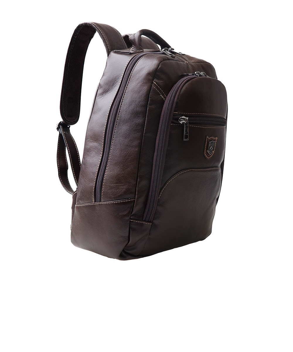 Mochila Masculina Couribi Porta Notebook Couro Cafe