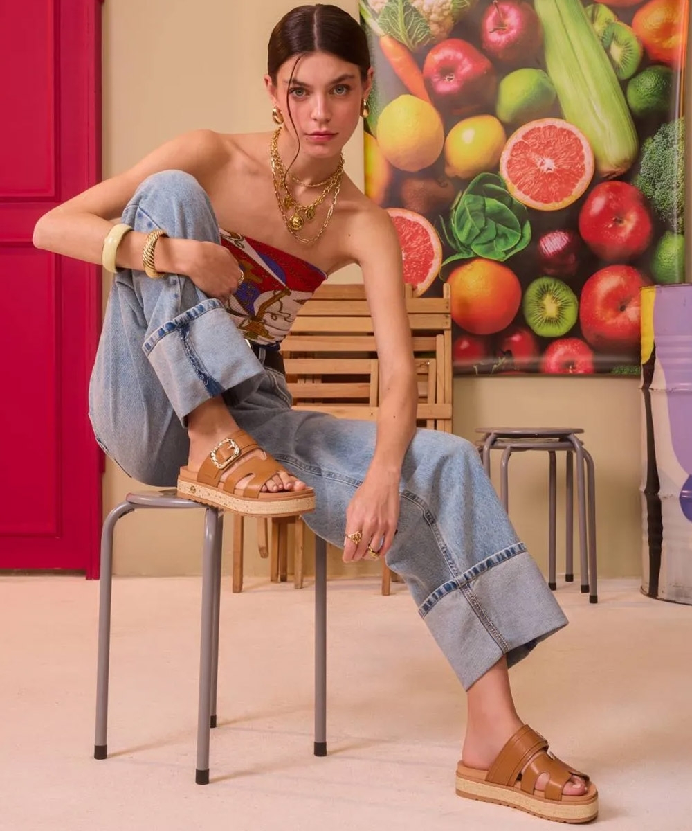 Tamanco Flatform Dakota Tan