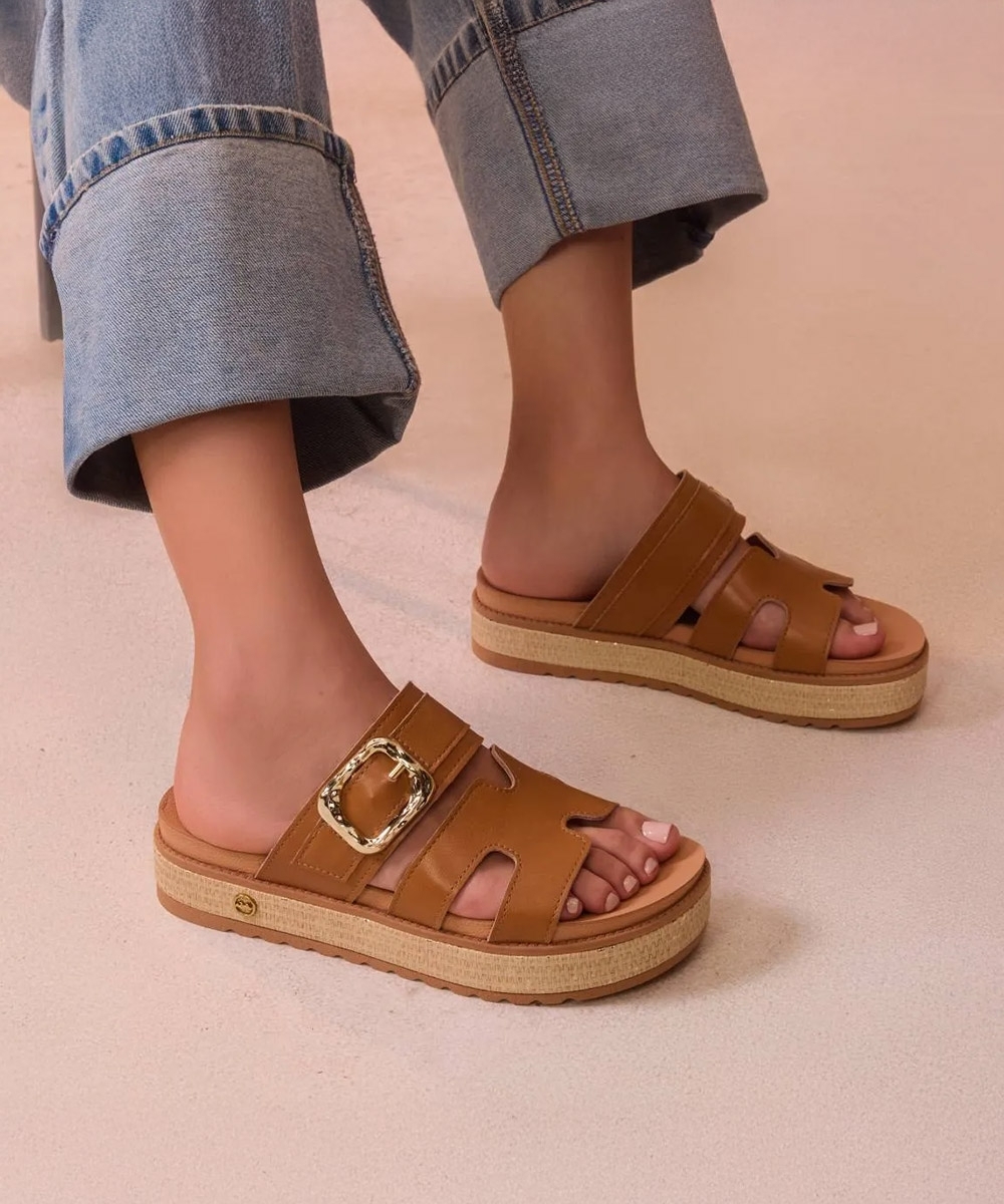 Tamanco Flatform Dakota Tan
