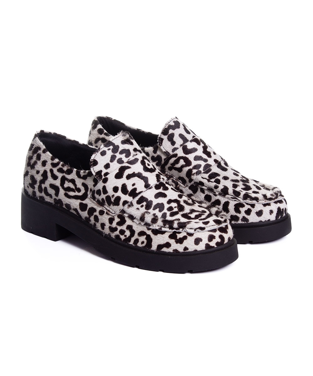 Mocassim Feminino Pixolé Salto Médio Couro Branco/preto