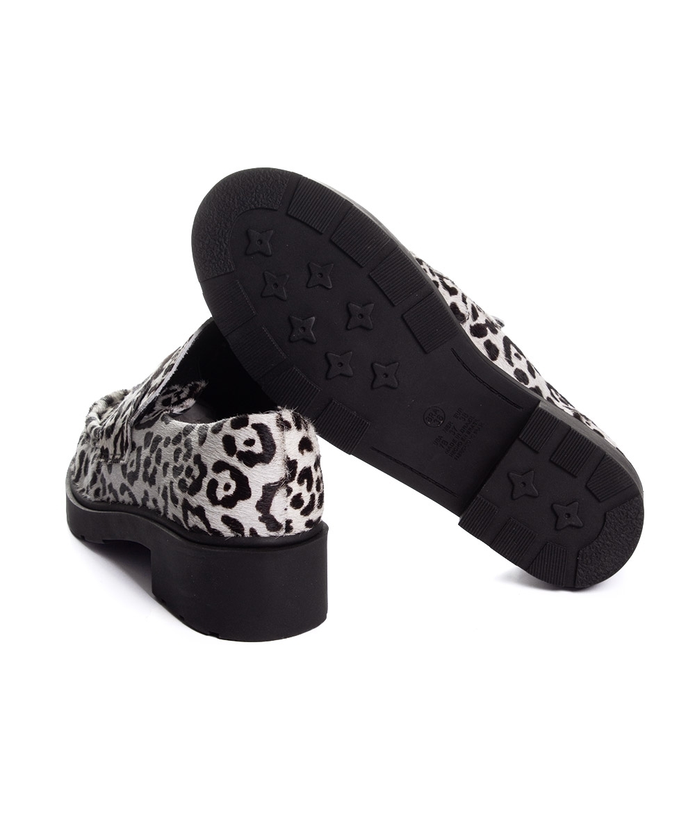 Mocassim Feminino Pixolé Salto Médio Couro Branco/preto