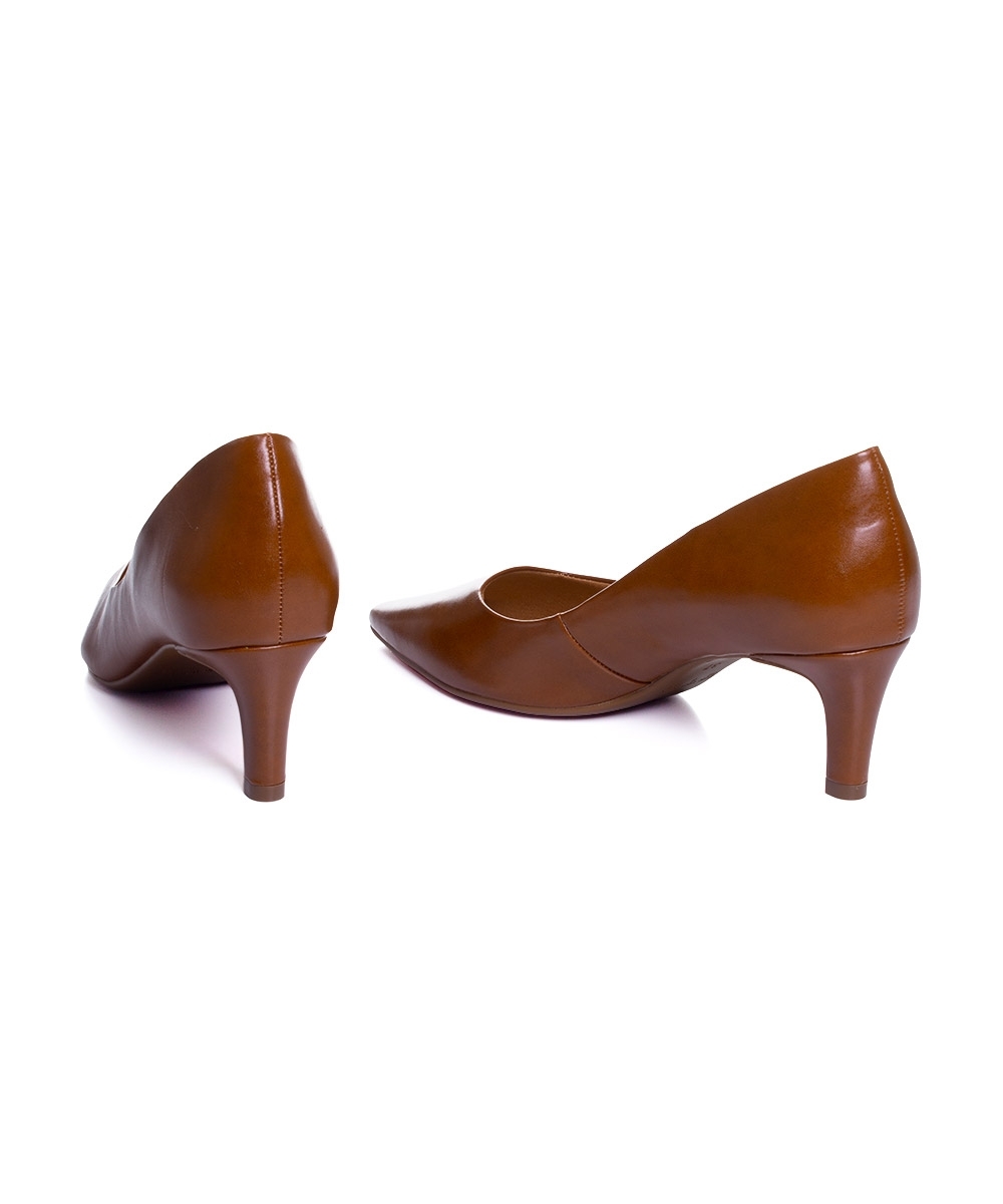 Sapato Scarpin Bebecê Salto Baixo Caramelo