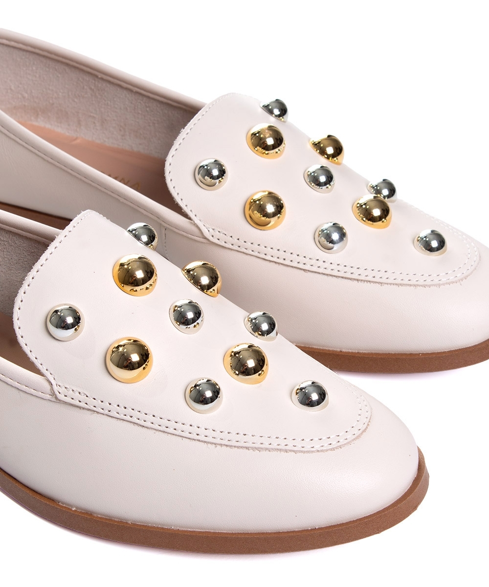 Mocassim Feminino Giulia Domna Couro Off White