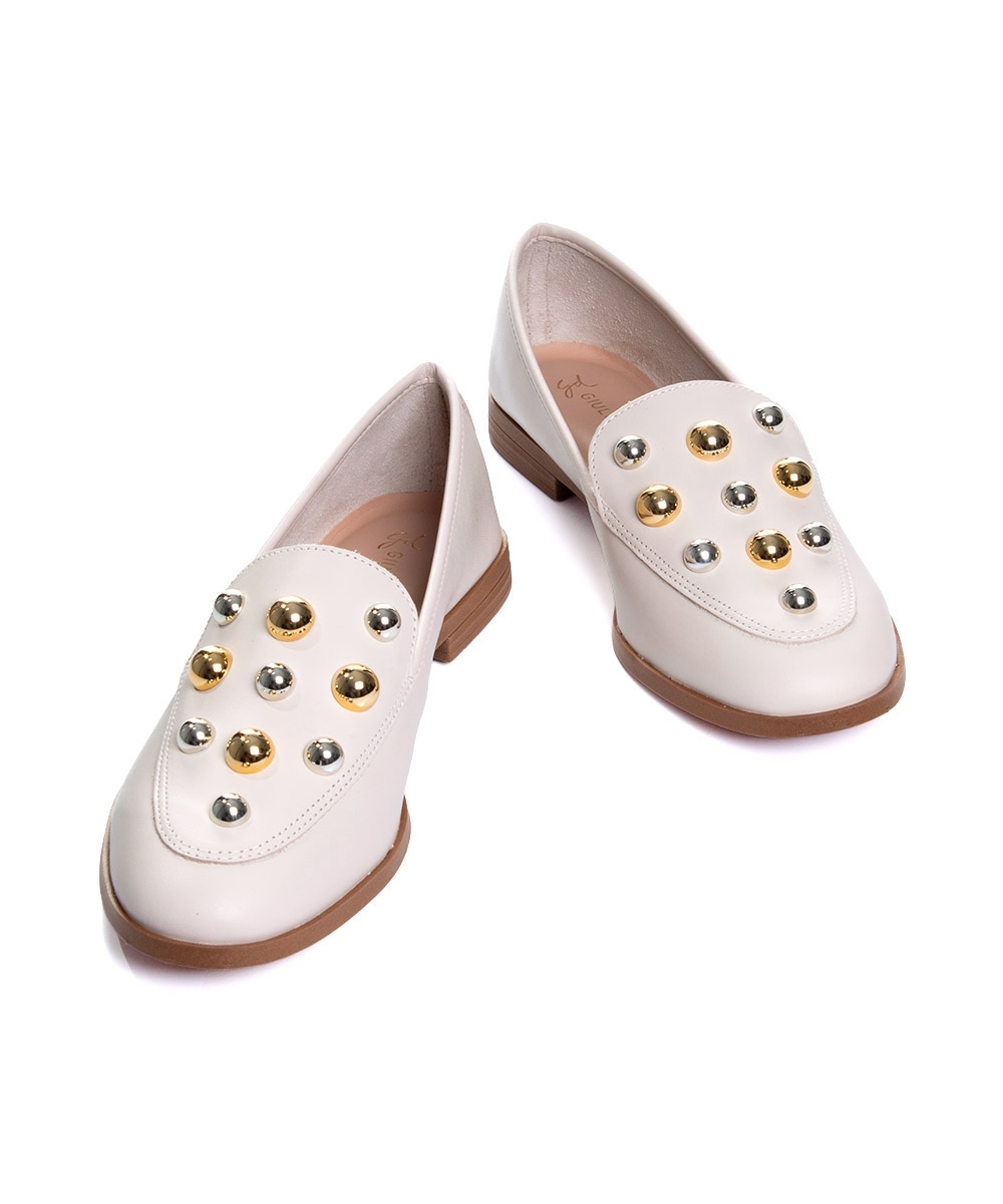 Mocassim Feminino Giulia Domna Couro Off White