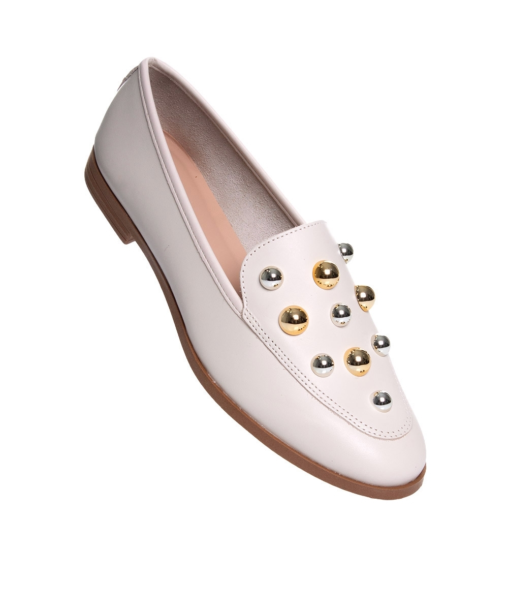 Mocassim Feminino Giulia Domna Couro Off White