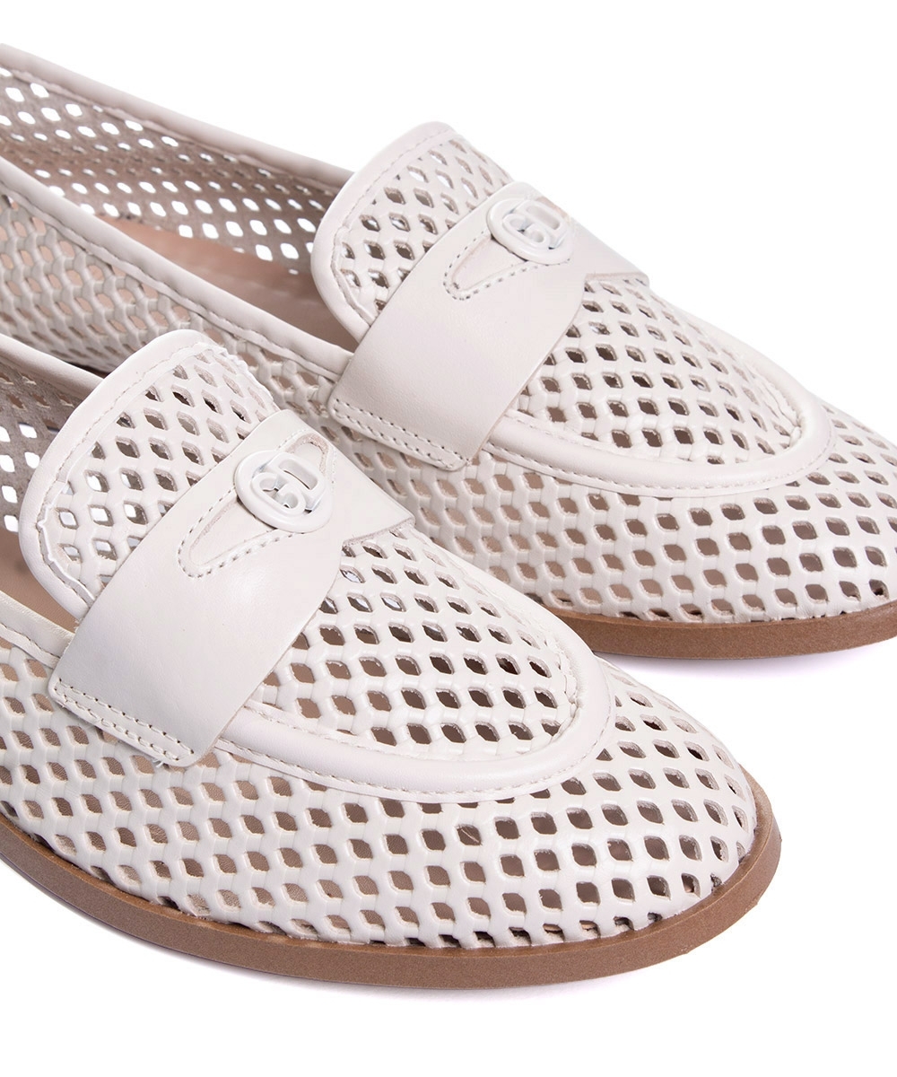 Mocassim Feminino Giulia Domna Couro Off White