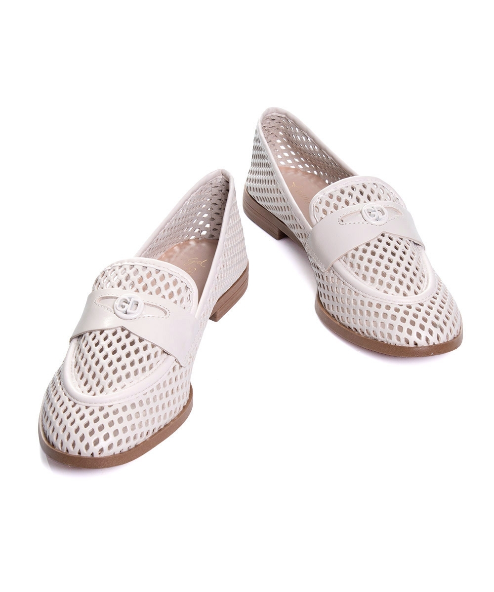Mocassim Feminino Giulia Domna Couro Off White