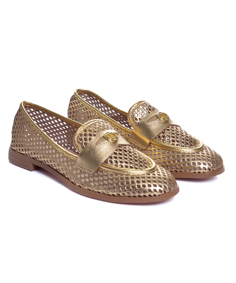 Mocassim Feminino Giulia Domna Couro Dourado