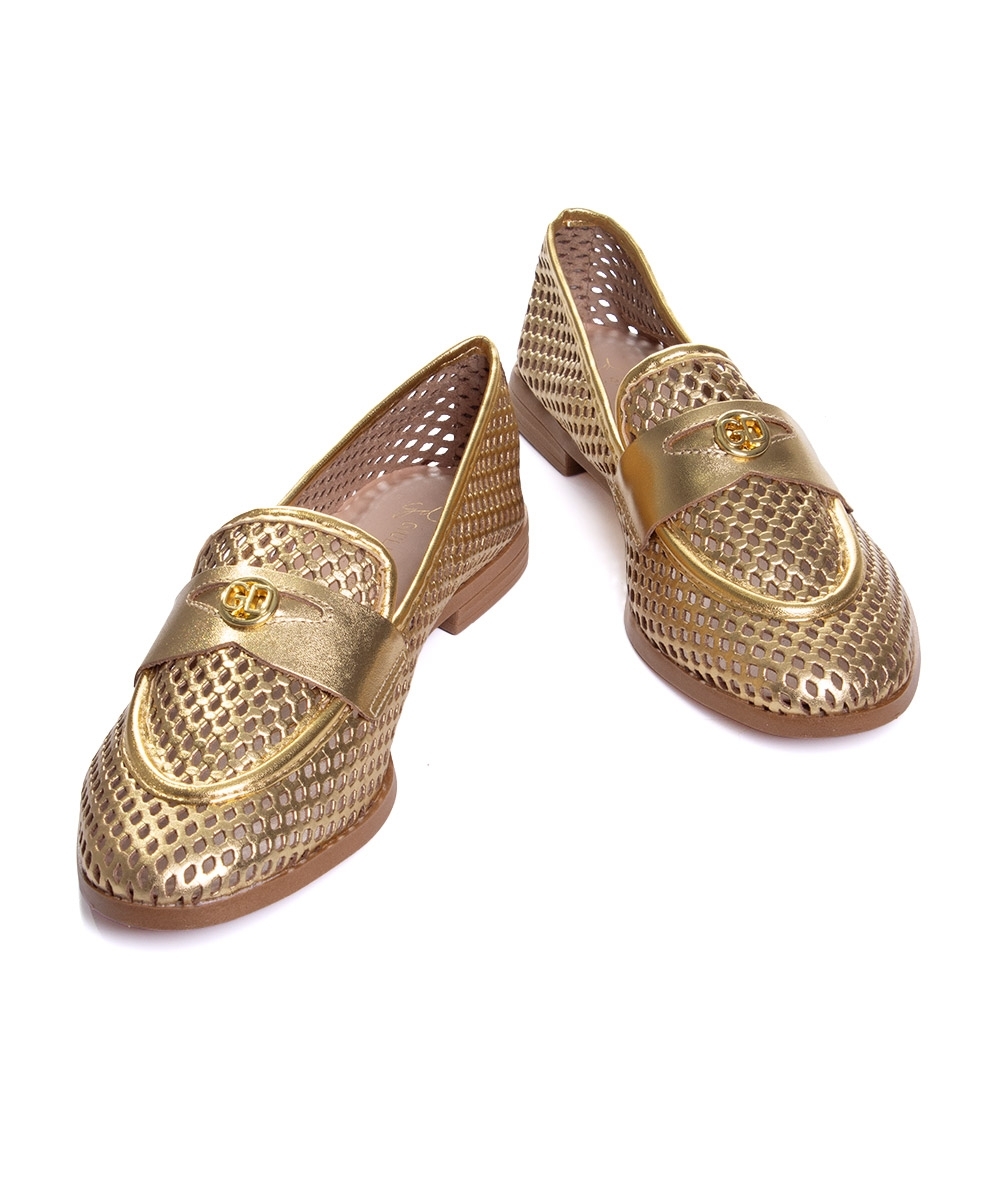 Mocassim Feminino Giulia Domna Couro Dourado
