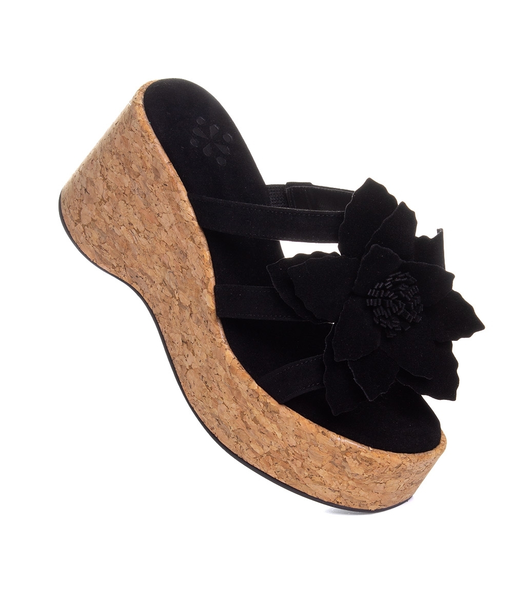 Tamanco Pixolé Anabela Flor Preto