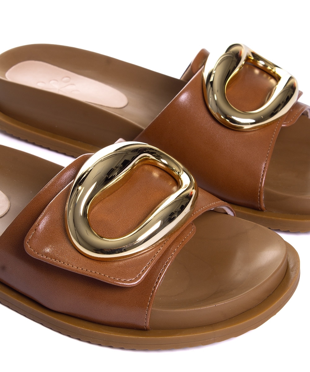 Tamanco Flatform Pixolé Bridão Caramelo