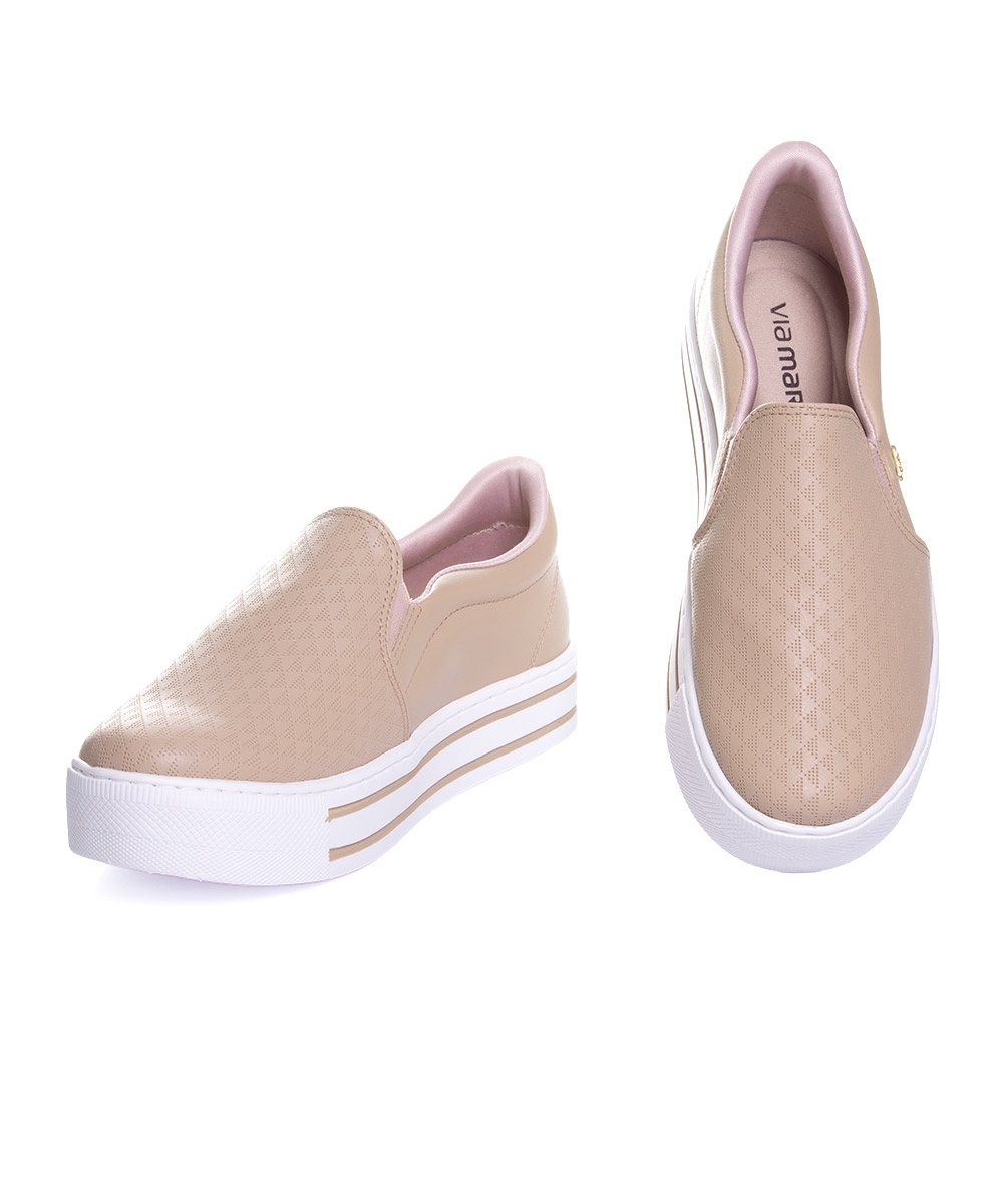 Tênis Casual Feminino Via Marte Slip On Creme