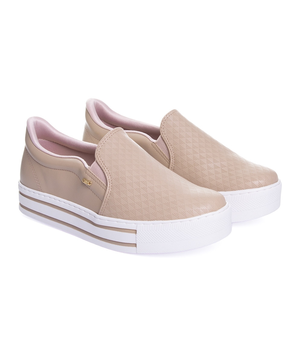 Tênis Casual Feminino Via Marte Slip On Creme