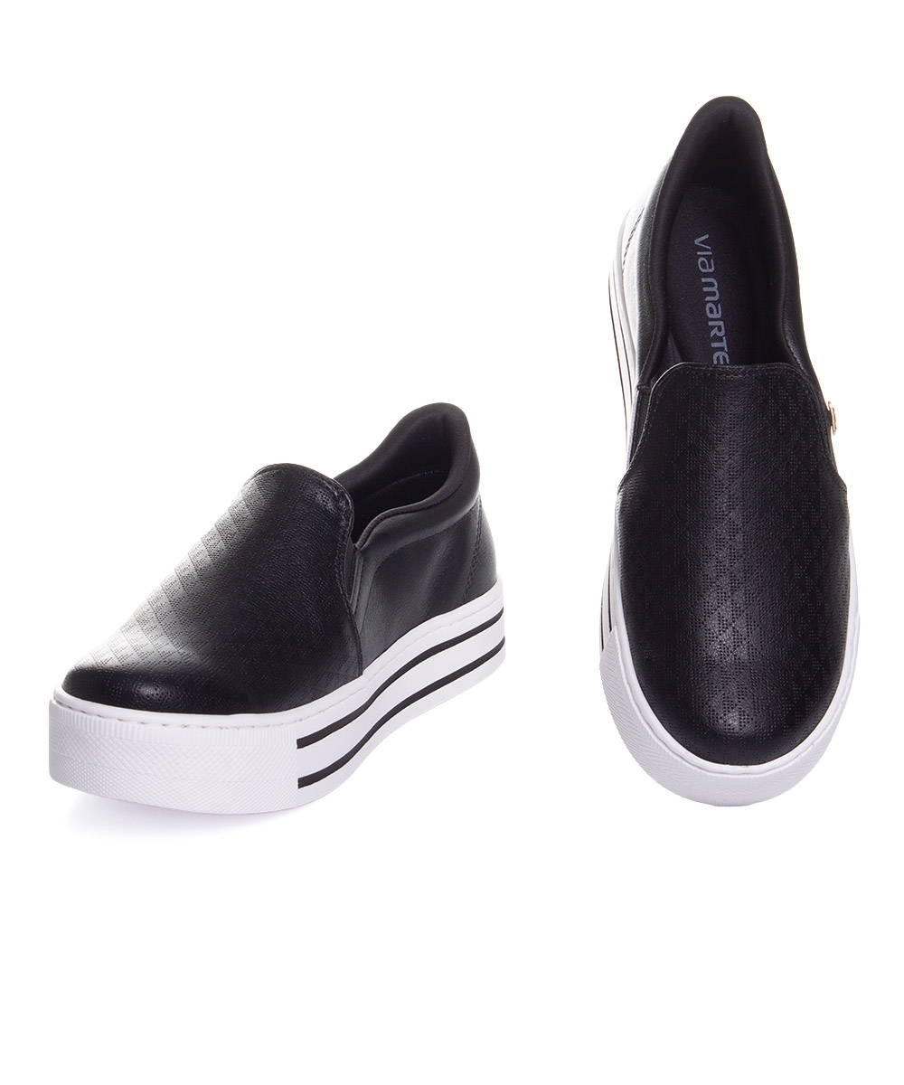 Tênis Casual Feminino Via Marte Slip On Preto