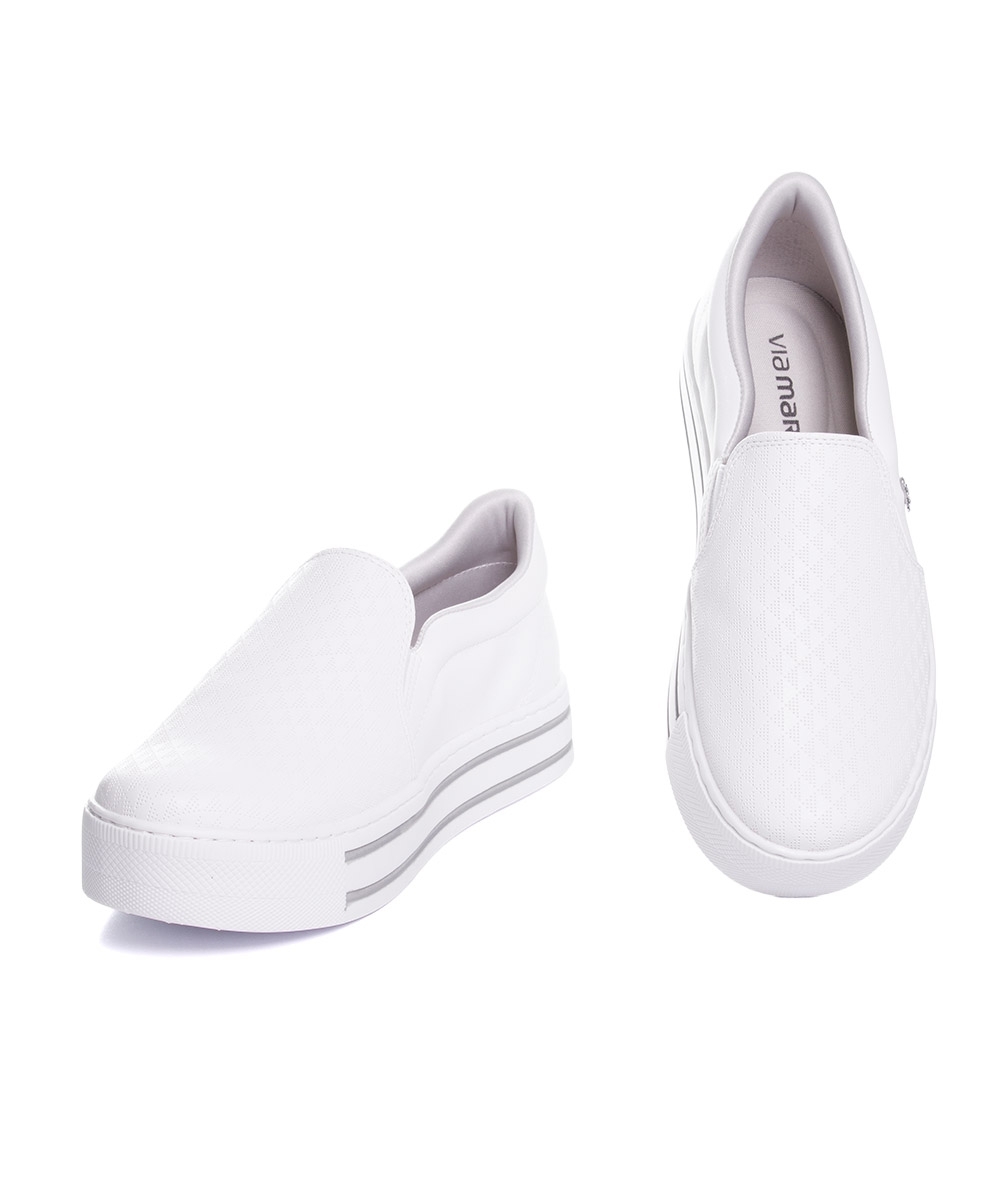 Tênis Casual Feminino Via Marte Slip On Branco