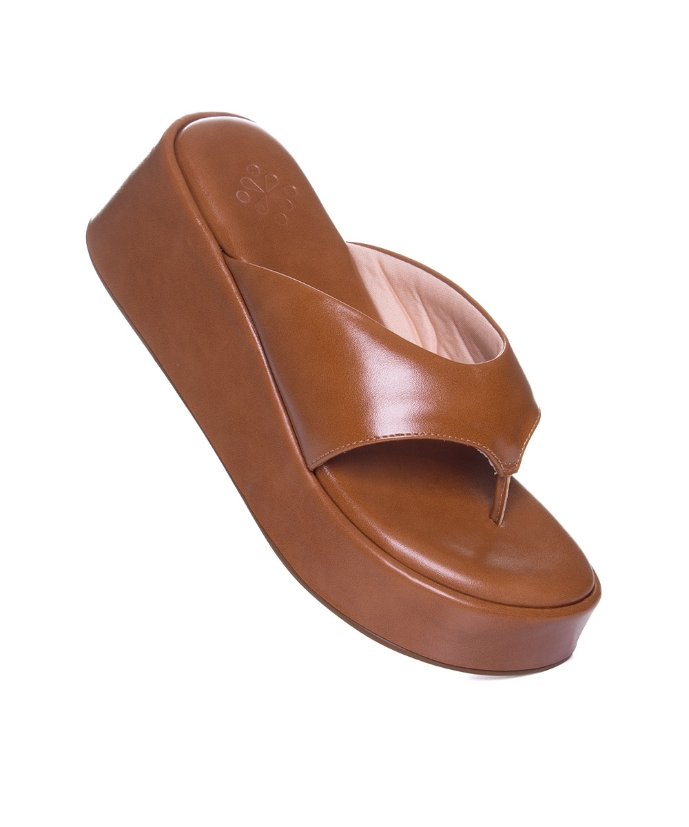 Tamanco Anabela Pixolé Salto Médio Caramelo
