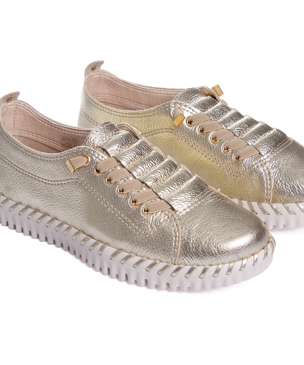 Tênis Feminino Bottero Bottwister Iii Couro Dourado