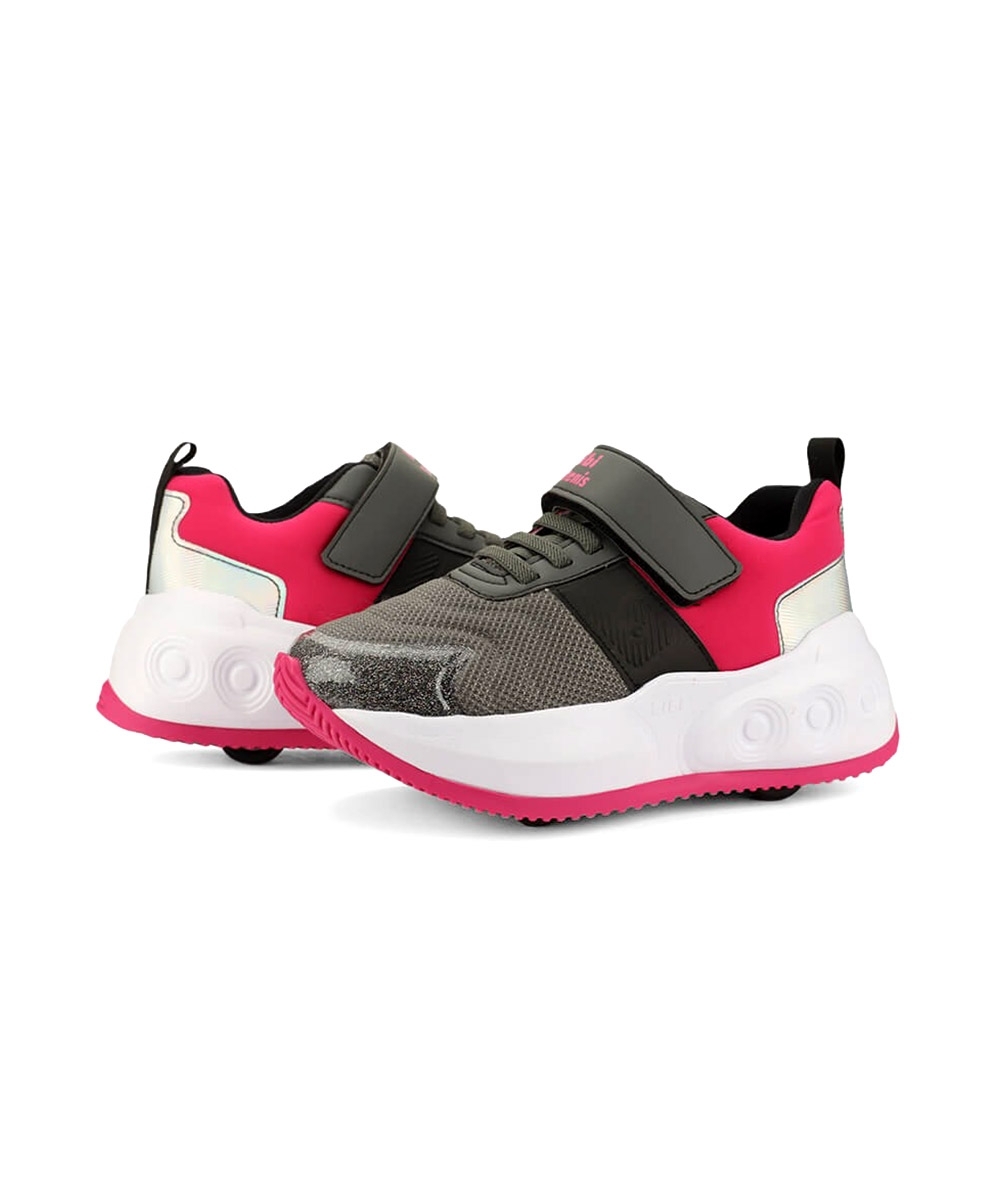 Tênis Infantil Bibi Com Rodinhas Skatenis Skts-01 Cinza/rosa