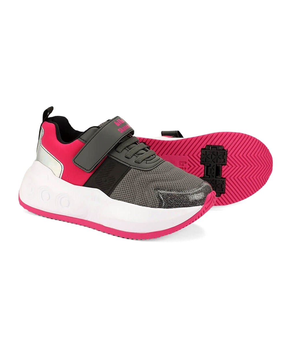 Tênis Infantil Bibi Com Rodinhas Skatenis Skts-01 Cinza/rosa