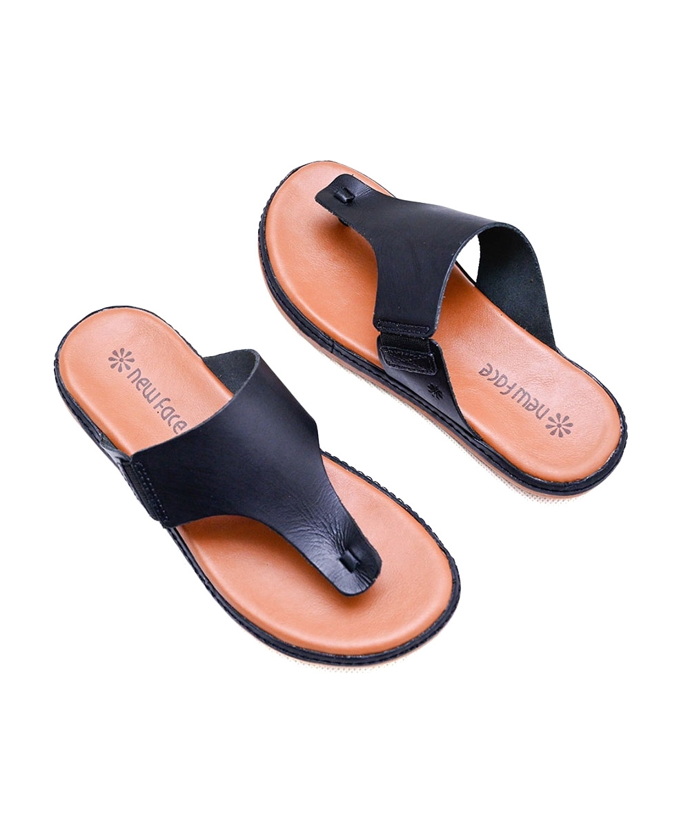 Tamanco New Face Flat Couro. Preto