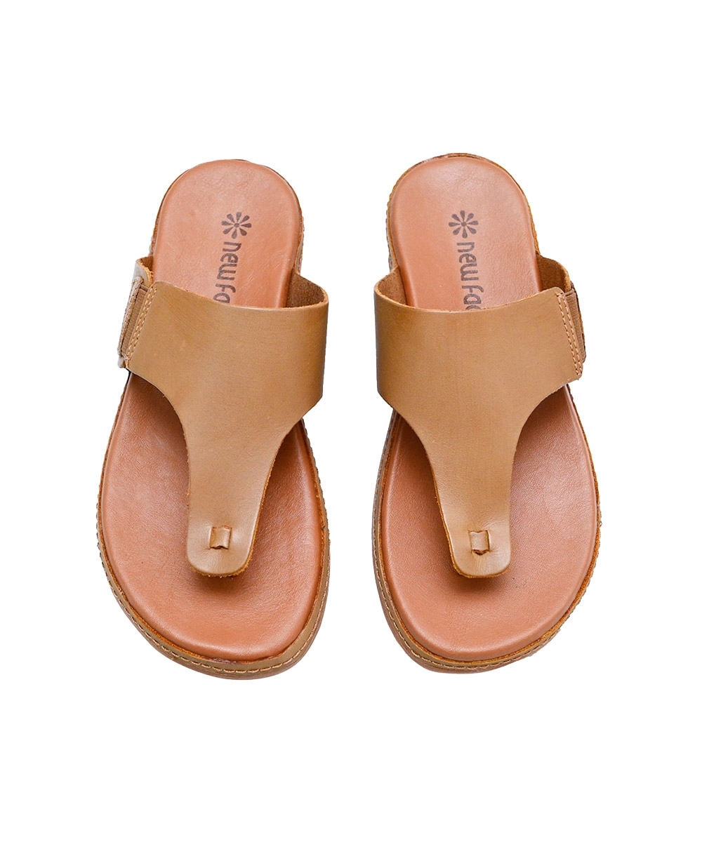 Tamanco New Face Flat Couro. Caramelo