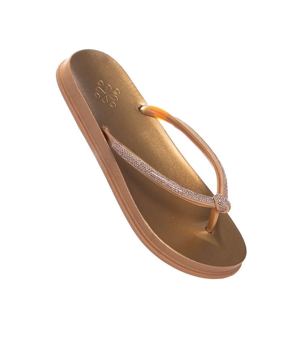 Chinelo Feminino Pixolé Strass Bronze