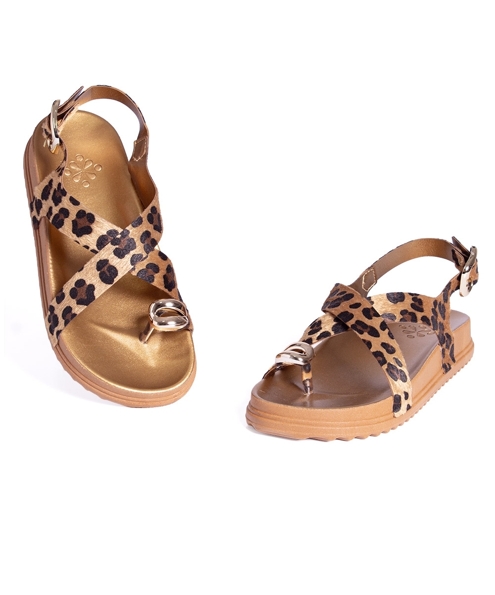 Sandália Flatform Pixolé Animal Print Onça