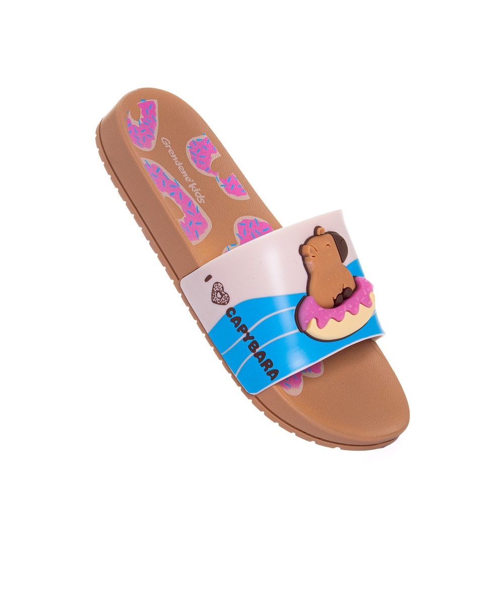 Chinelo Slide Infantil Grendene Capivara Capi Marrom
