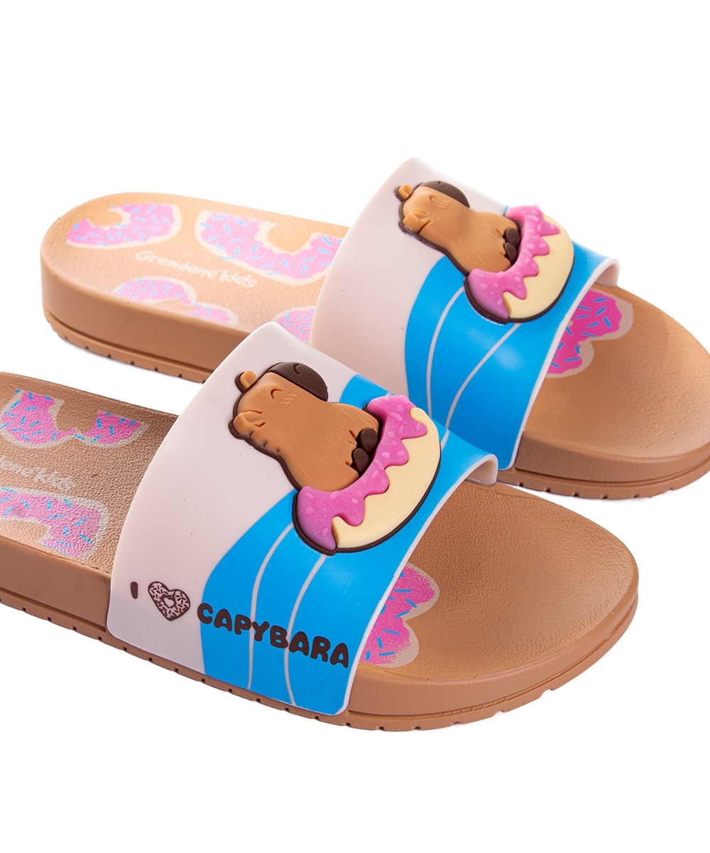 Chinelo Slide Infantil Grendene Capivara Capi Marrom