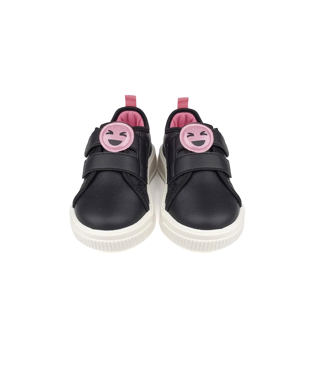 Tênis Infantil Pampili Up Patch Carinha Glitter Preto