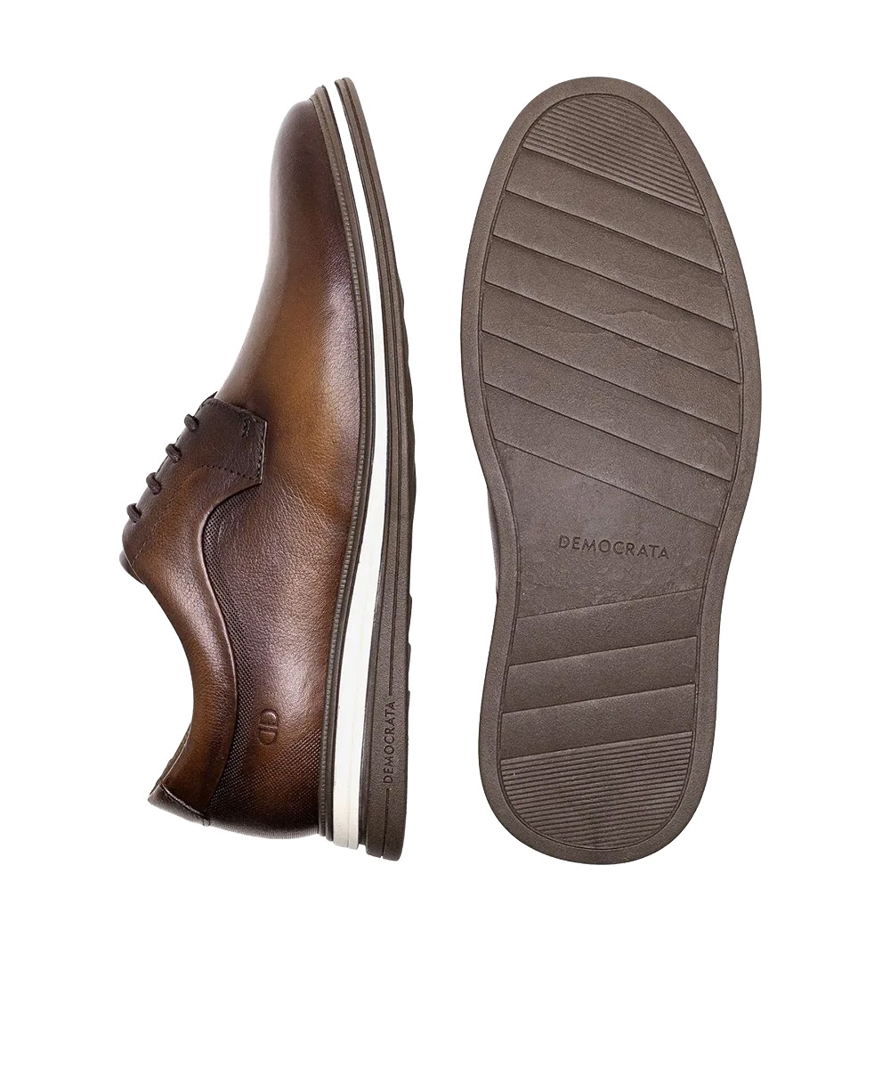 Sapato Masculino Democrata Hi-soft Dune Couro Tan