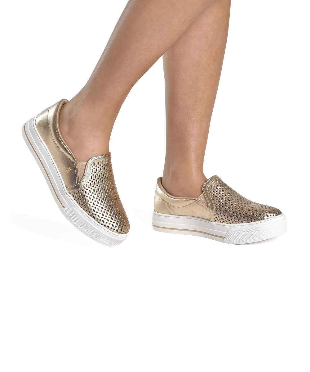 Tênis Feminino Via Marte Casual Dourado
