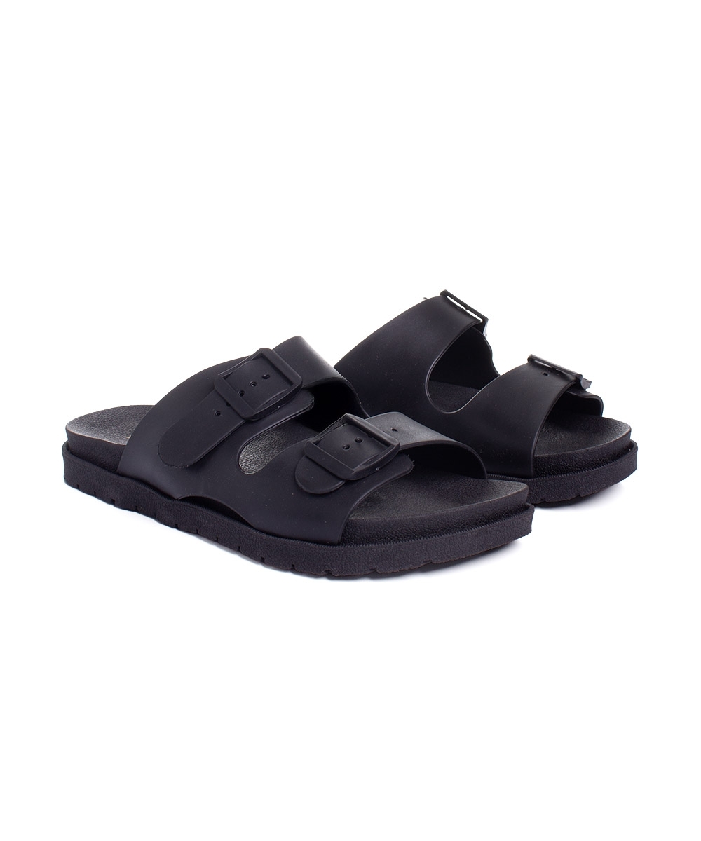 Tamanco Flatform Pixolé Fivelas. Preto