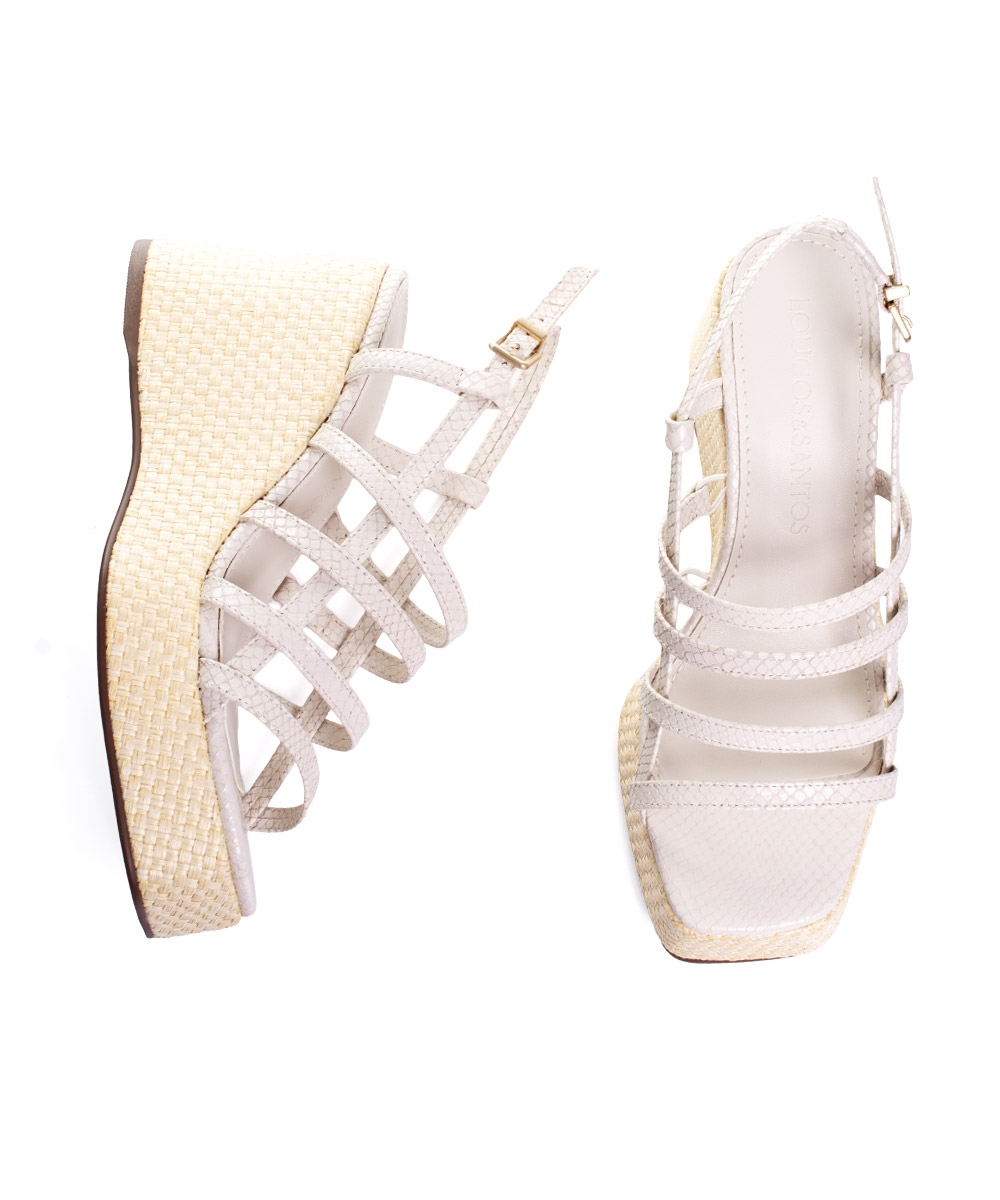 Sandália Anabela Loucos E Santos Couro Off White
