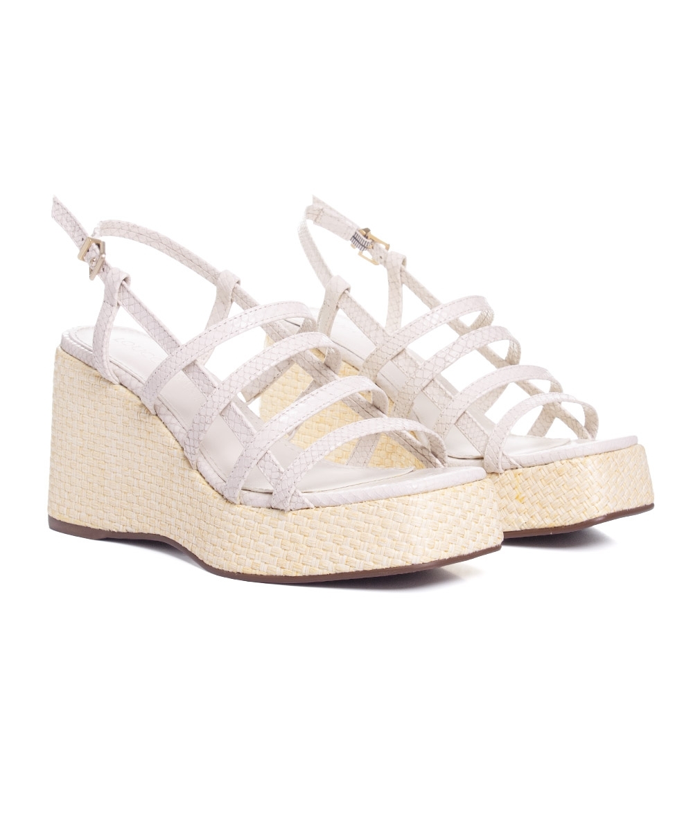 Sandália Anabela Loucos E Santos Couro Off White