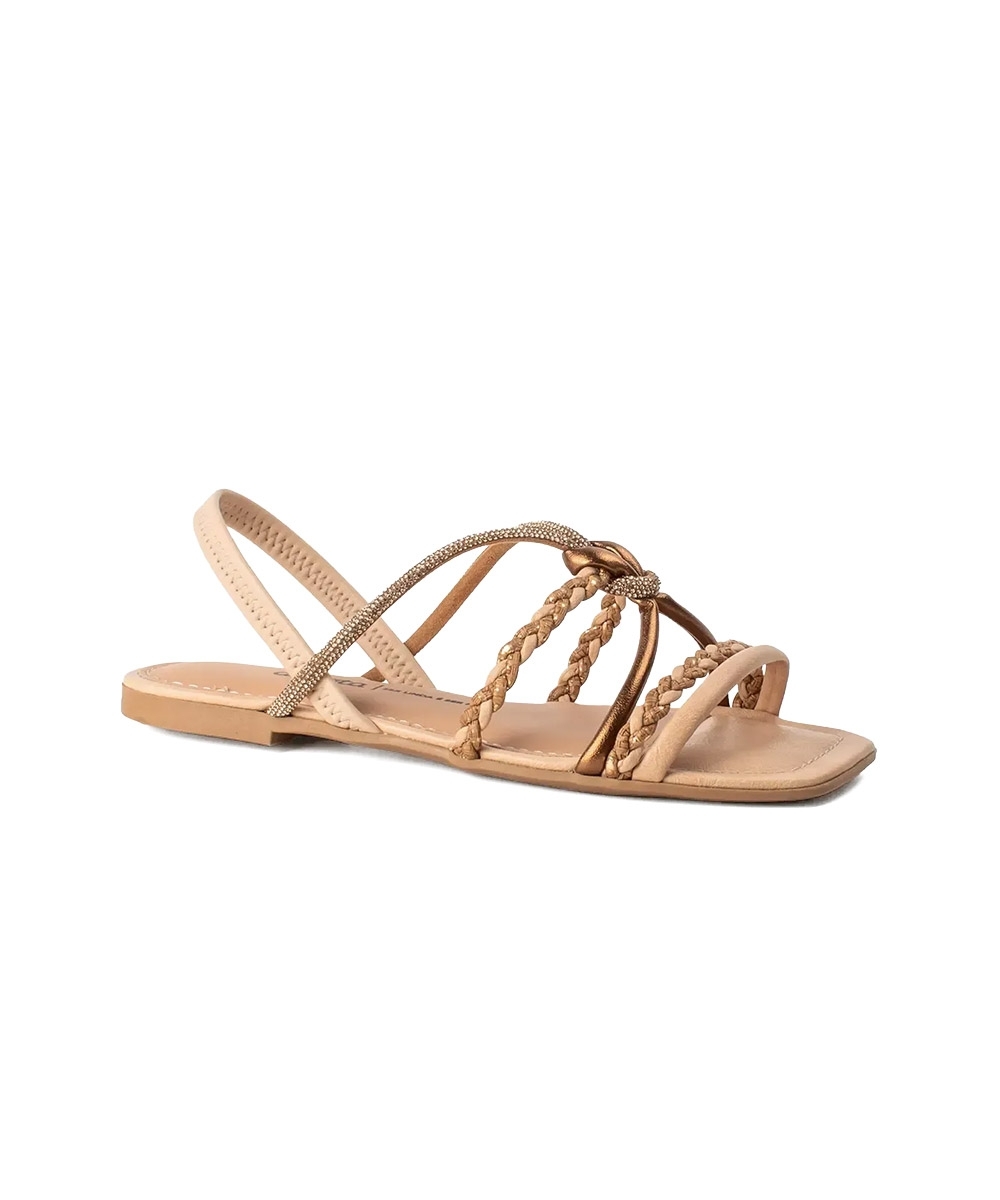 Sandália Dakota Rasteira Tiras Strass Multicolor