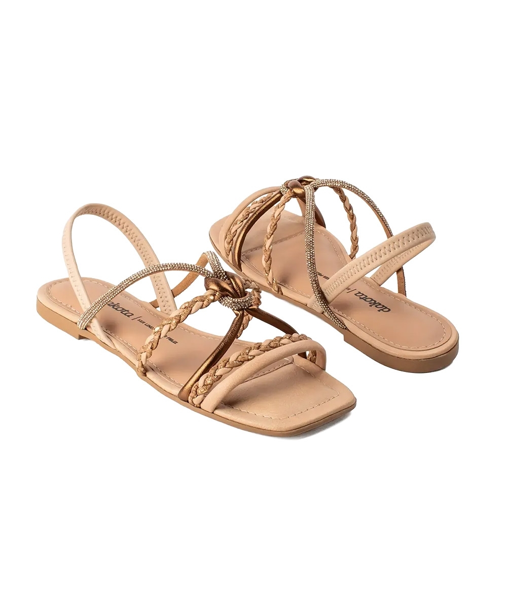 Sandália Dakota Rasteira Tiras Strass Multicolor