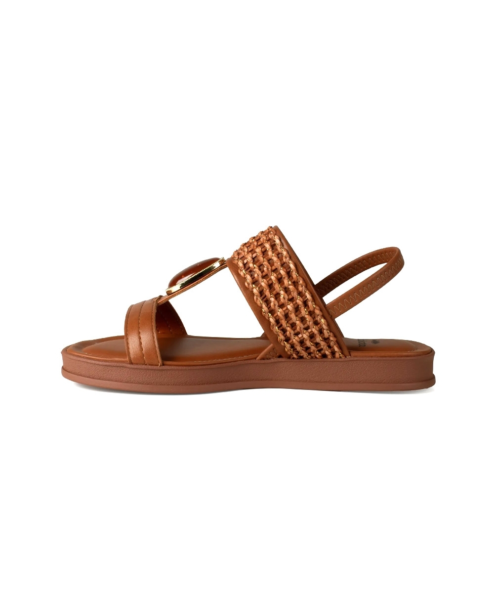 Sandália Dakota Flatform Tira Tramada Caramelo