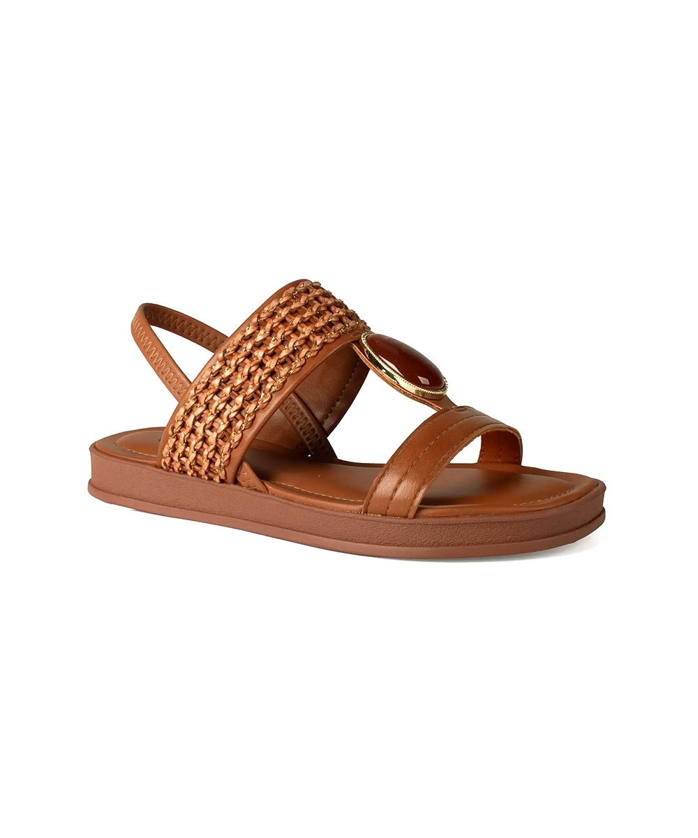 Sandália Dakota Flatform Tira Tramada Caramelo