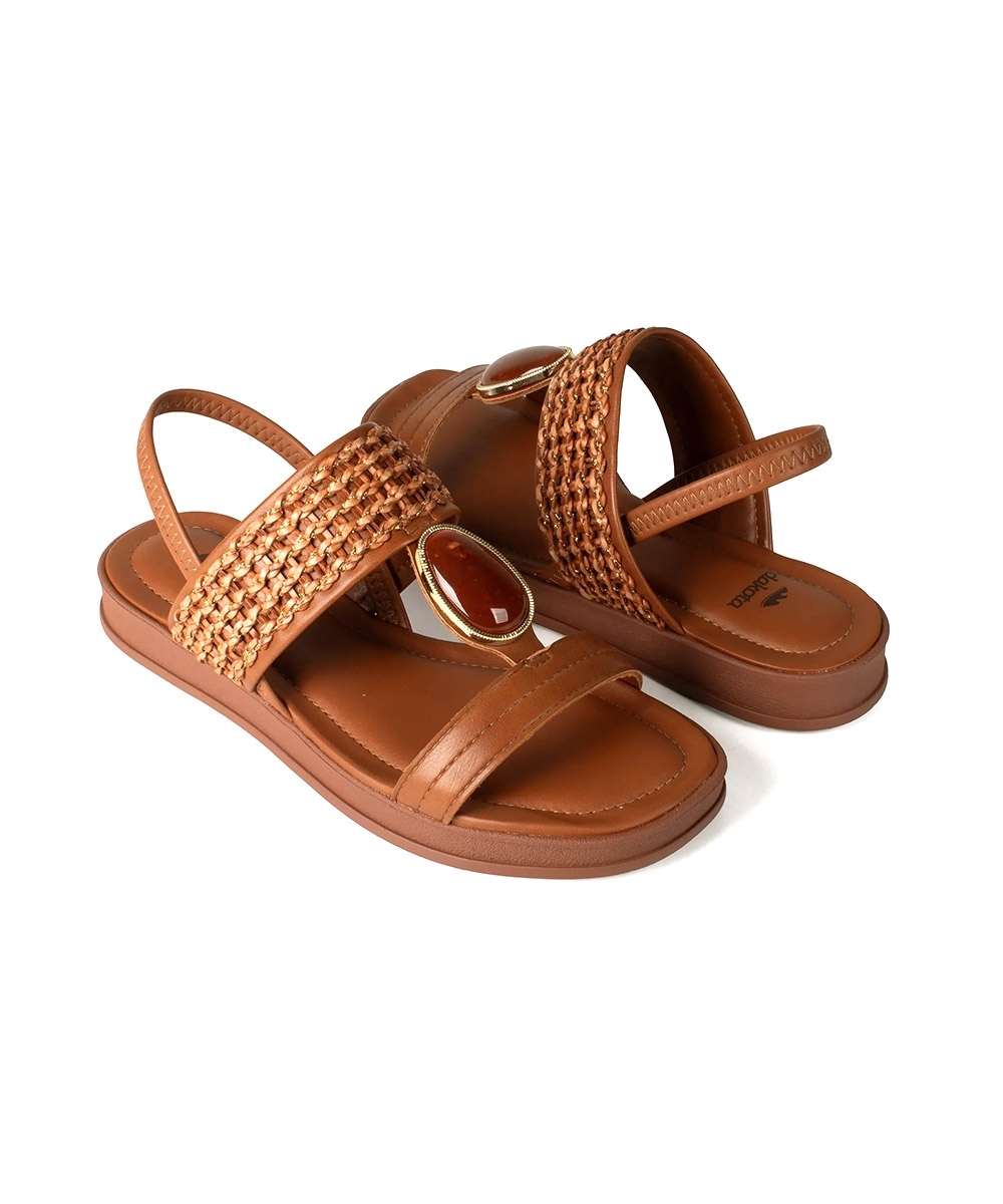 Sandália Dakota Flatform Tira Tramada Caramelo