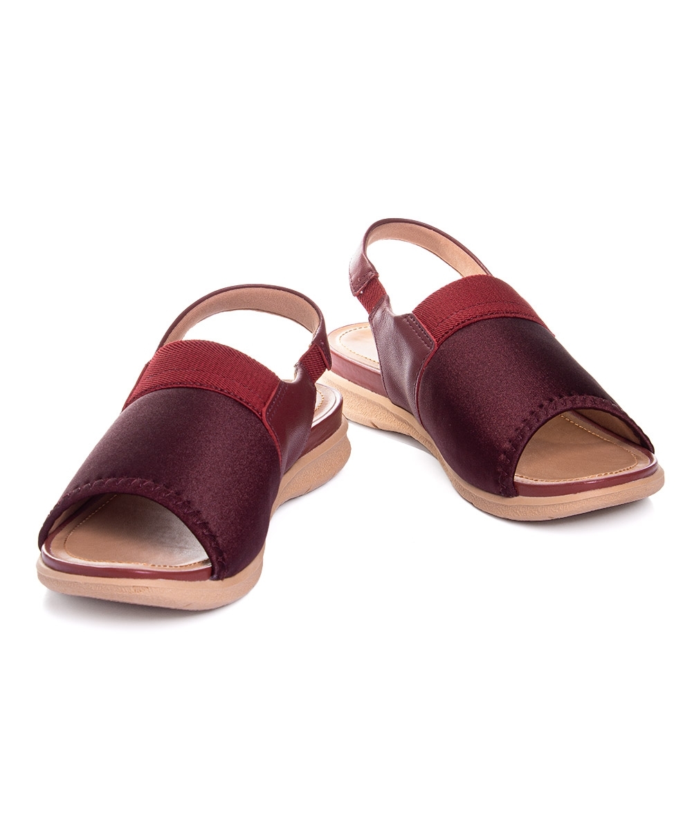 Sandália Usaflex Low Impact Elastano Couro Vermelho