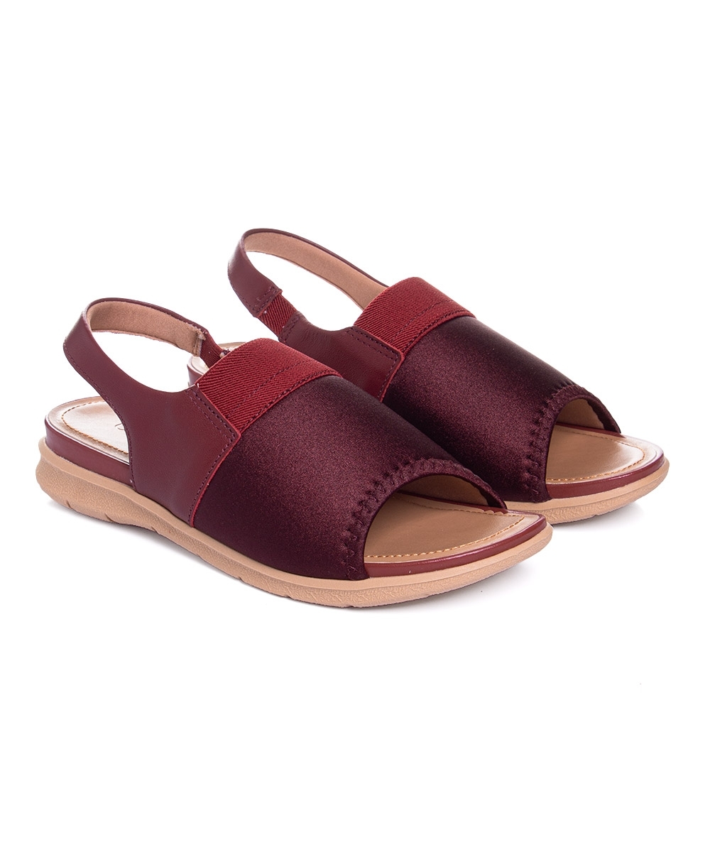 Sandália Usaflex Low Impact Elastano Couro Vermelho