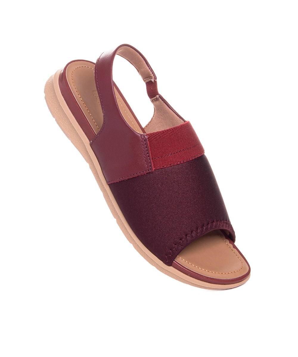 Sandália Usaflex Low Impact Elastano Couro Vermelho