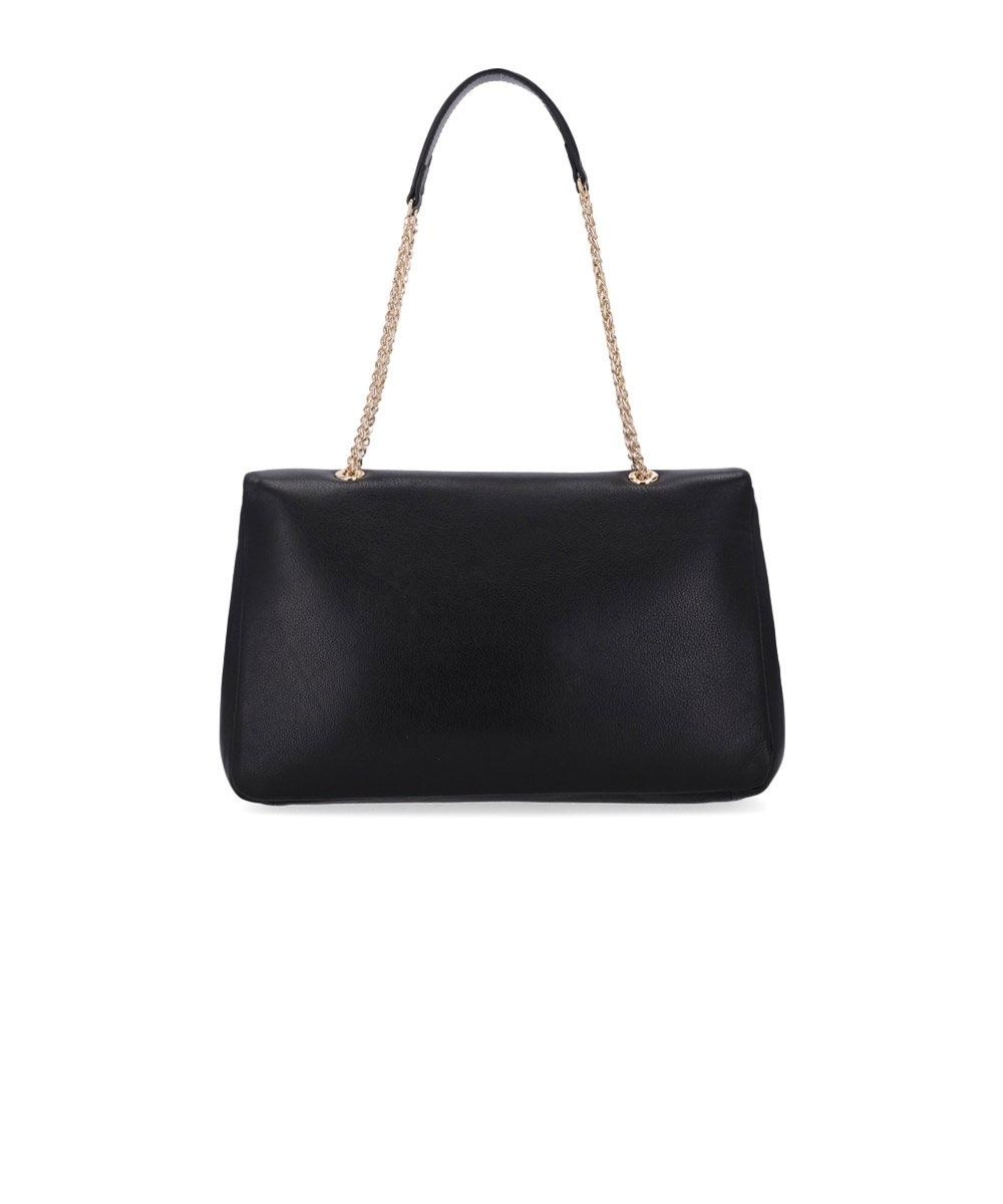 Bolsa Satchel Grande Luz Da Lua Grande Couro Preto