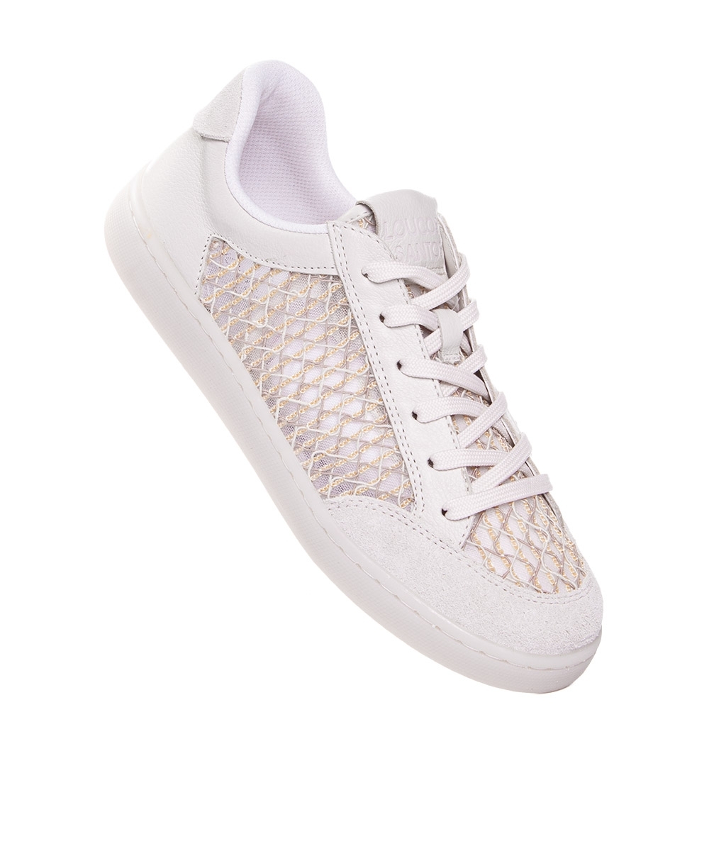 Tênis Loucos E Santos Trançado Couro Off White