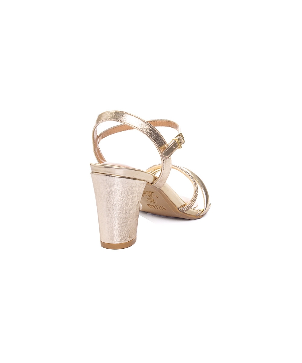 Sandália Vizzano Salto Bloco Dourado